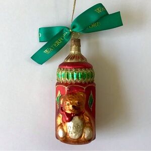 Vintage Waterford Holiday Heirlooms Glass Ornament 2001 Baby’s First Bottle
